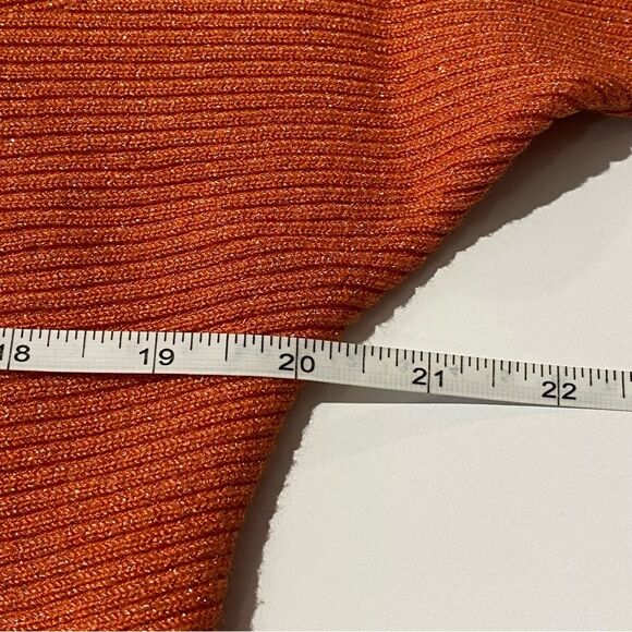 Chico's Orange Sparkle Dolman Sleeve Classic Ribbed Sweater Women's Size Medium - Picture 10 of 12
